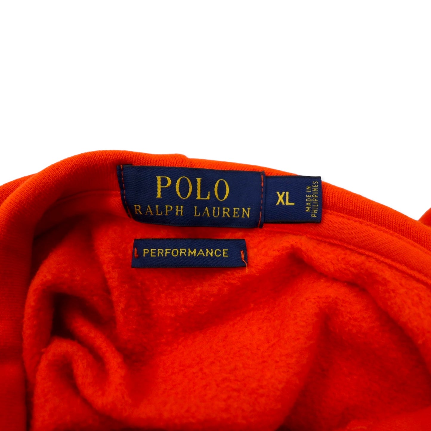 POLO RALPH LAUREN パフォーマンス プルオーバーパーカー XL オレンジ コットン 裏起毛 スモールポニー刺繍 PERFORMANCE ビッグサイズ