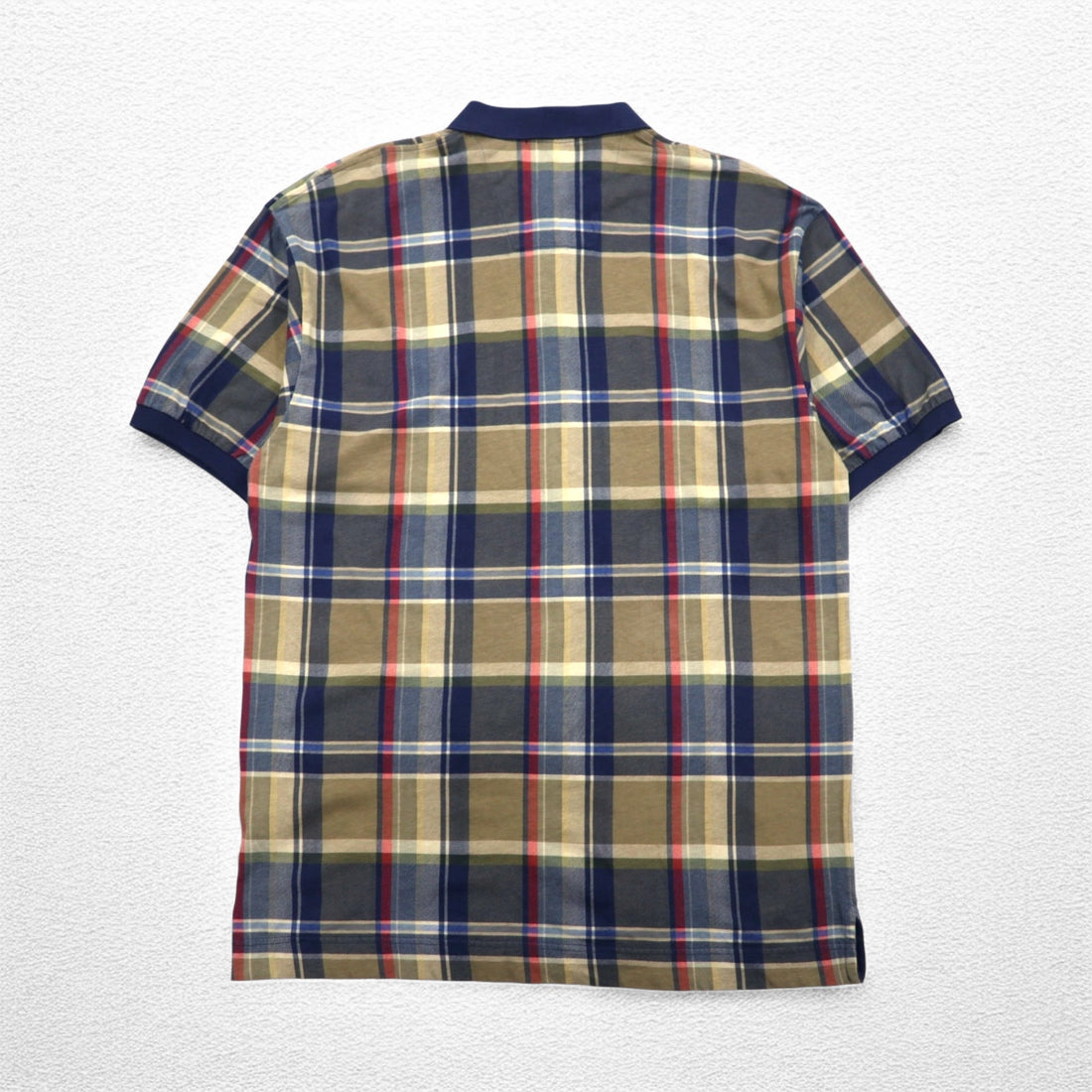 nautica 90s polo shirt, XL, navy, check, cotton, one-point logo embroidery