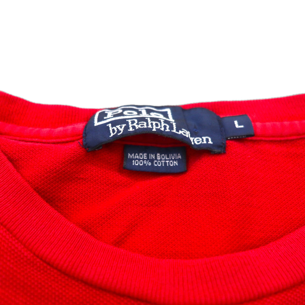 Polo by Ralph Lauren 90年代 シングルステッチ 鹿の子 Tシャツ L レッド コットン スモールポニー刺繍