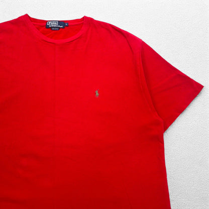 Polo by Ralph Lauren 90s single stitch pique T-shirt, L, red, cotton, small pony embroidery