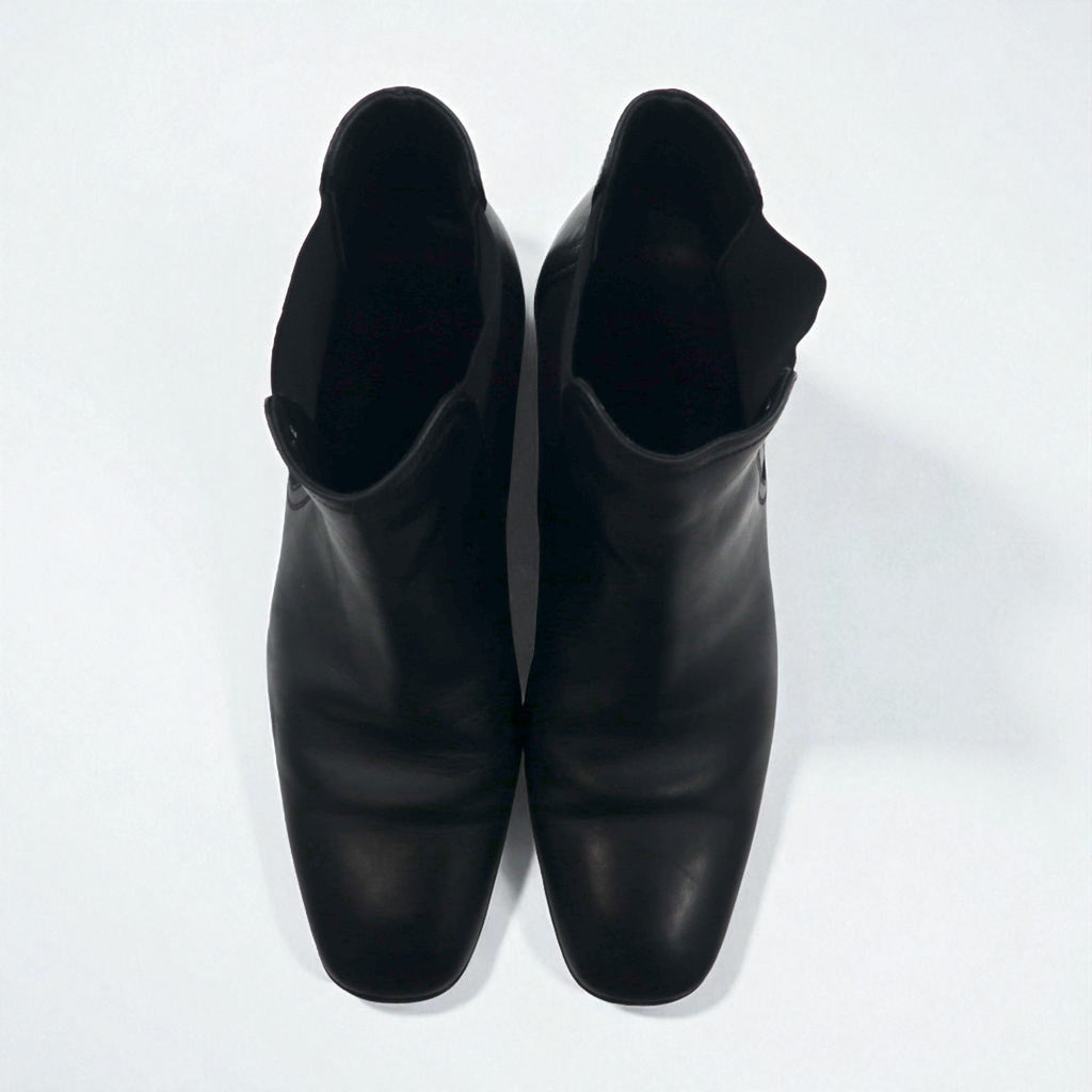 Salvatore Ferragamo Chelsea Boots with Side Gore, Size 27cm, Black Leather, VF 20202 D17, Made in Italy