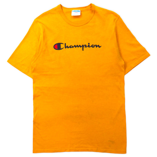 日本然リトテ-古着オンライン-Champion 90年代 Tシャツ XL イエロー バータグ復刻 コットン スクリプトロゴ プリント ビッグサイズ-Champion 90s T-Shirt XL Yellow Bata reprint Cotton script logo print big size