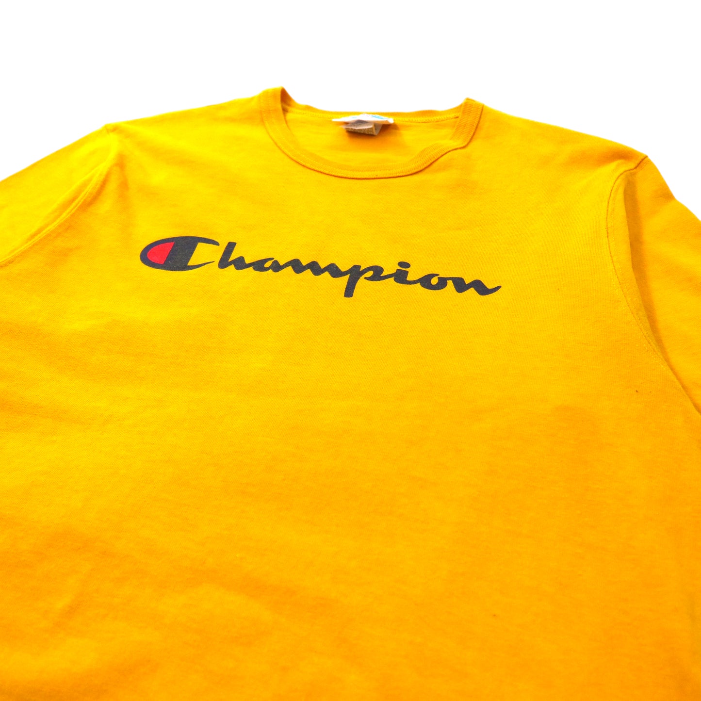 Champion 90年代 Tシャツ XL イエロー バータグ復刻 コットン  スクリプトロゴ プリント ビッグサイズ