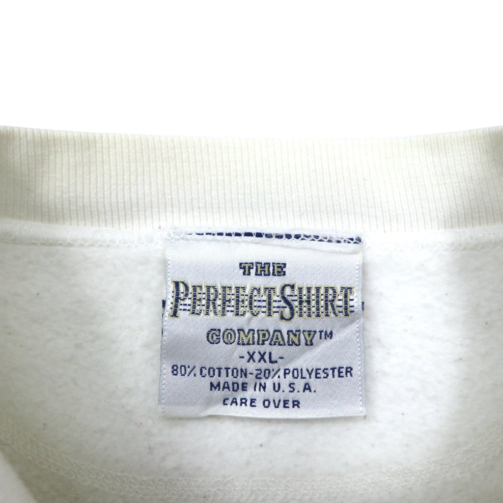 90s USA Made THE PERFECT SHIRT COMPANY Front V Print Sweatshirt, Size 2XL, White, Fleece-Lined, KEEFE'S GOLF CLUBS