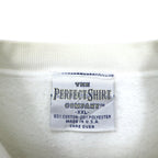 90s USA Made THE PERFECT SHIRT COMPANY Front V Print Sweatshirt, Size 2XL, White, Fleece-Lined, KEEFE'S GOLF CLUBS