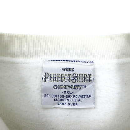 90年代 USA製 THE PERFECTSHIRT COMPANY 前V プリントスウェット 2XL ホワイト 裏起毛 KEEFE'S GOLF CLUBS