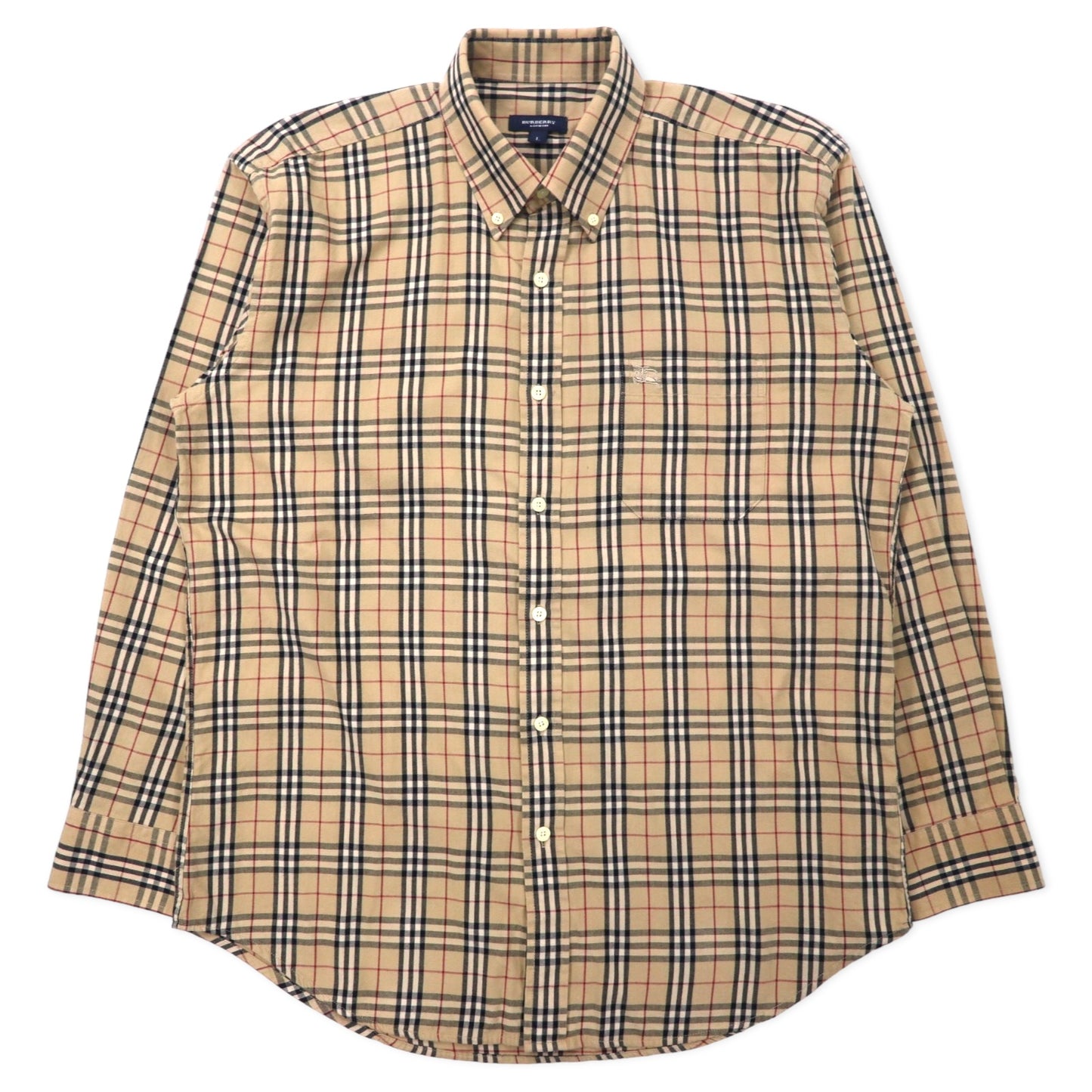 BURBERRY Checked button-down Shirts L Beige Cotton One Point Logo