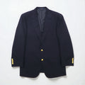 CHAPS Ralph Lauren 80s Made in Japan Leather Tailored Jacket, Size M, Navy Wool, Gold Buttons