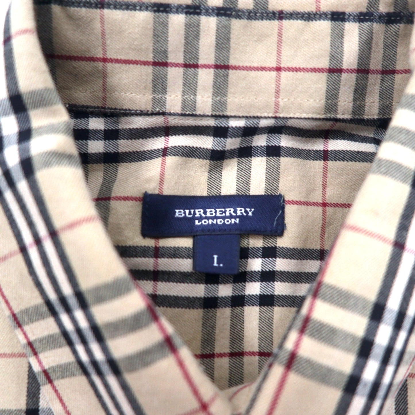 BURBERRY ノバチェック ボタンダウンシャツ L ベージュ コットン ワンポイントロゴ