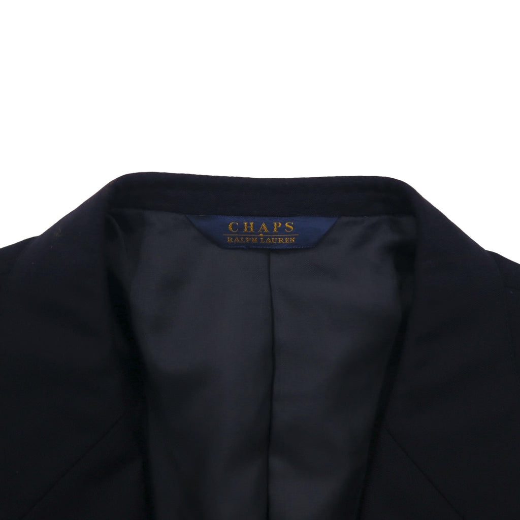 CHAPS Ralph Lauren 80s Made in Japan Leather Tailored Jacket, Size M, Navy Wool, Gold Buttons