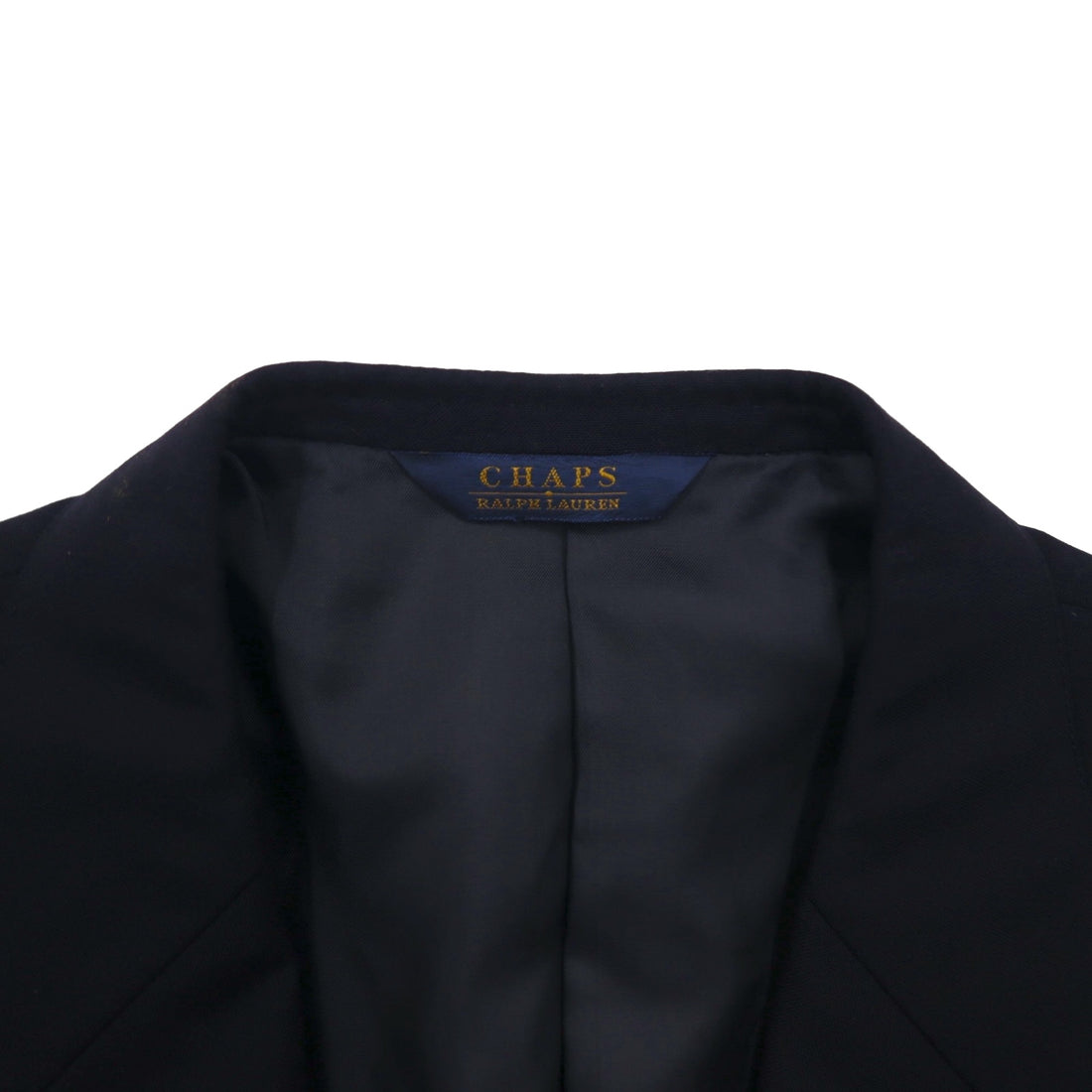 CHAPS Ralph Lauren 80s Made in Japan Leather Tailored Jacket, Size M, Navy Wool, Gold Buttons