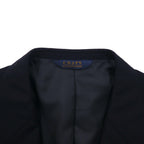 CHAPS Ralph Lauren 80s Made in Japan Leather Tailored Jacket, Size M, Navy Wool, Gold Buttons