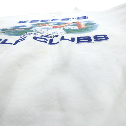 90年代 USA製 THE PERFECTSHIRT COMPANY 前V プリントスウェット 2XL ホワイト 裏起毛 KEEFE'S GOLF CLUBS