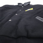 UNIVERSAL promotions Leather-switched Melton Stadium Jacket L Black Leather UNITED STEEL WORKERS