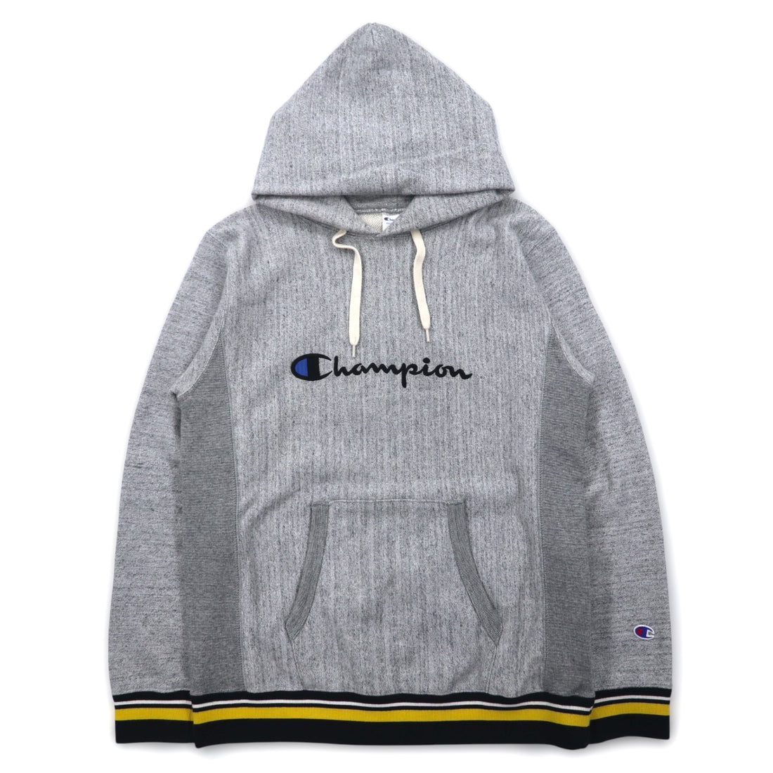 Champion Reverse Weave Rib Line Pullover Hoodie, Medium, Gray, Script Logo Embroidery, C8-S103