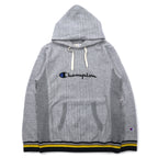 Champion Reverse Weave Rib Line Pullover Hoodie, Medium, Gray, Script Logo Embroidery, C8-S103