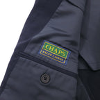 CHAPS Ralph Lauren 80s Made in Japan Leather Tailored Jacket, Size M, Navy Wool, Gold Buttons