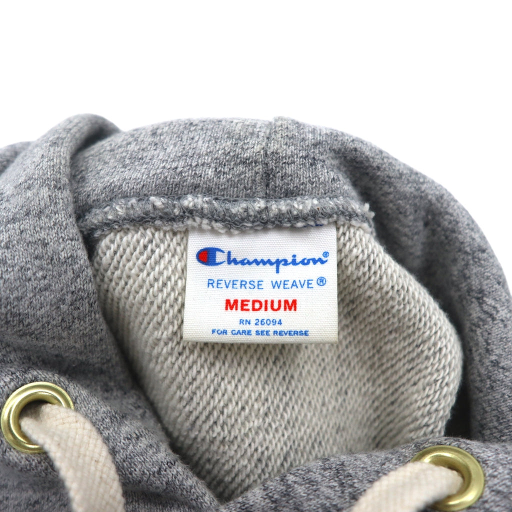 Champion Reverse Weave Rib Line Pullover Hoodie, Medium, Gray, Script Logo Embroidery, C8-S103
