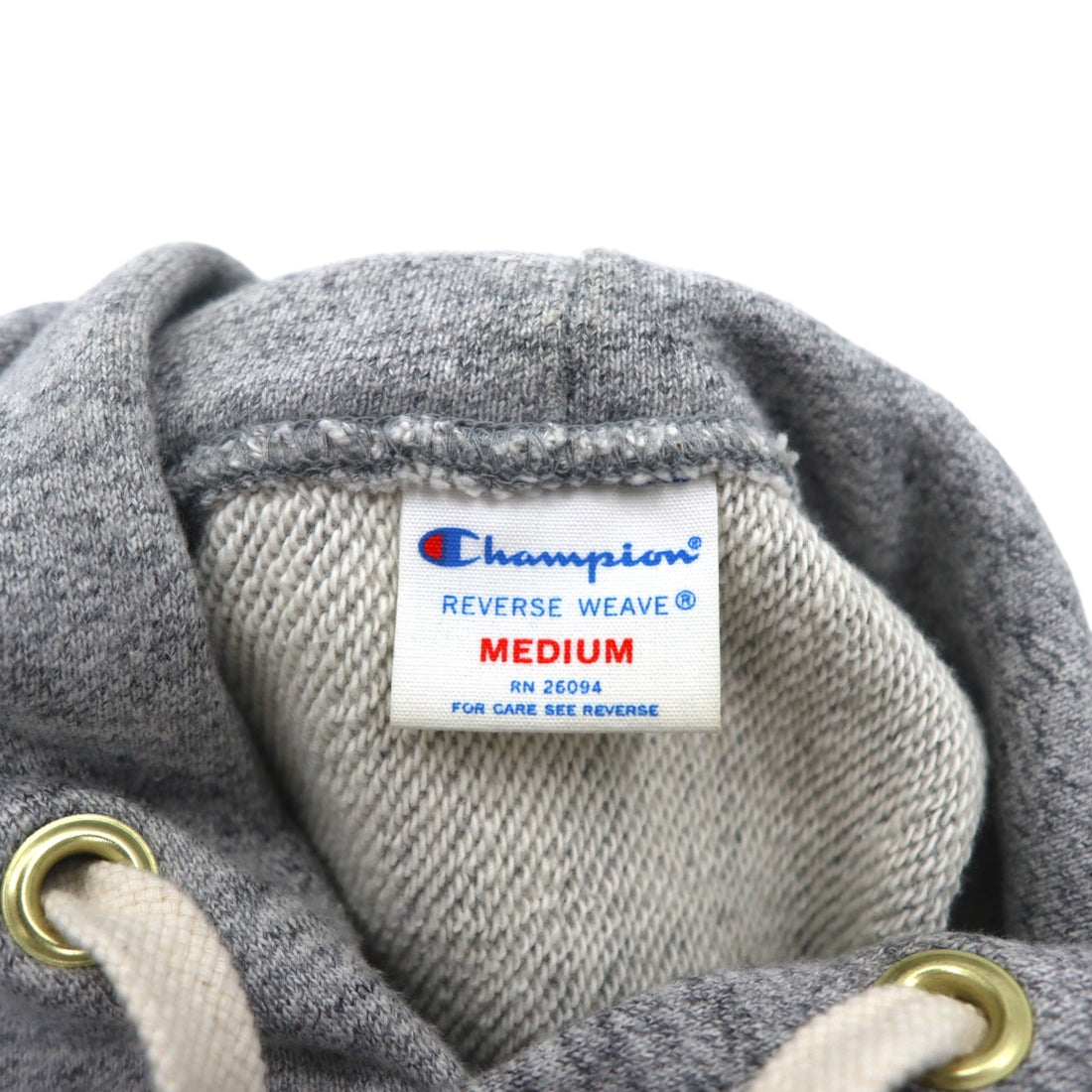 Champion Reverse Weave Rib Line Pullover Hoodie, Medium, Gray, Script Logo Embroidery, C8-S103