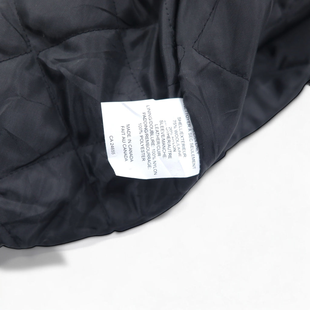 UNIVERSAL promotions Leather-switched Melton Stadium Jacket L Black Leather UNITED STEEL WORKERS