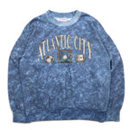 Vintage 90s USA Made Sweatshirt Feathers 90s Stone Wash Sweatshirt L Blue ATLANTIC CITY