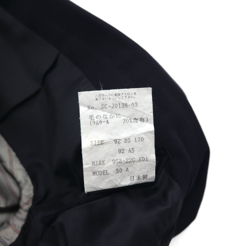 CHAPS Ralph Lauren 80s Made in Japan Leather Tailored Jacket, Size M, Navy Wool, Gold Buttons
