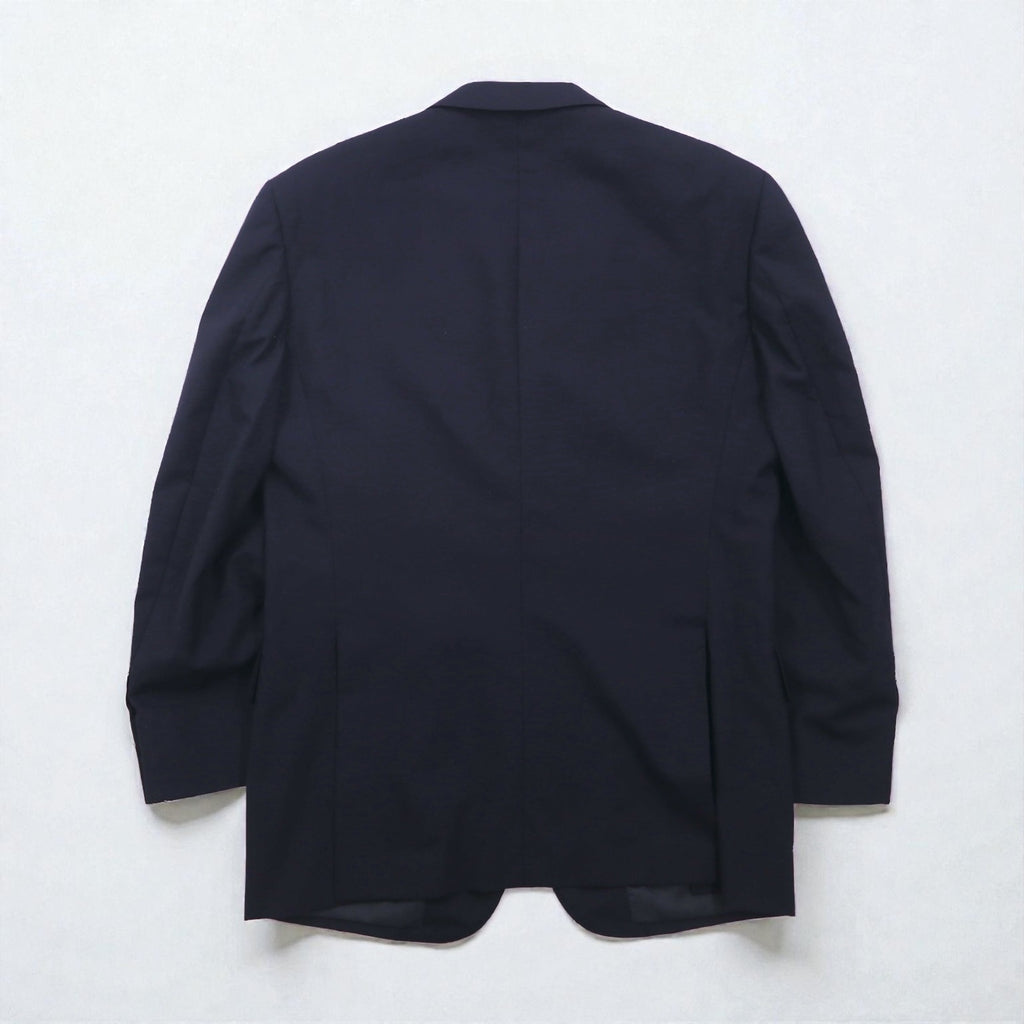 CHAPS Ralph Lauren 80s Made in Japan Leather Tailored Jacket, Size M, Navy Wool, Gold Buttons