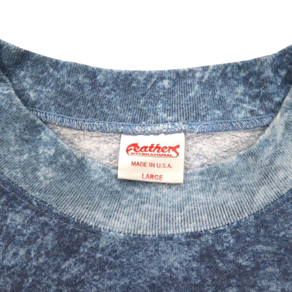 Vintage 90s USA Made Sweatshirt Feathers 90s Stone Wash Sweatshirt L Blue ATLANTIC CITY