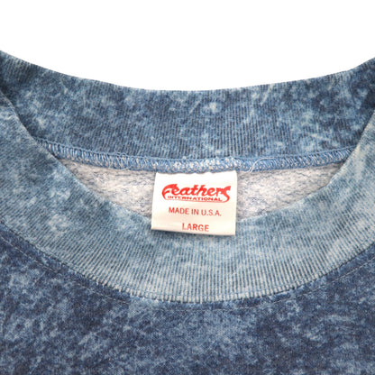 Vintage 90s USA Made Sweatshirt Feathers 90年代 ストーンウォッシュ スウェット L ブルー ATLANTIC CITY