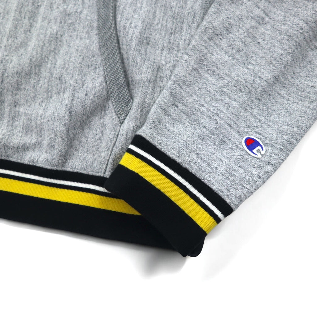 Champion Reverse Weave Rib Line Pullover Hoodie, Medium, Gray, Script Logo Embroidery, C8-S103