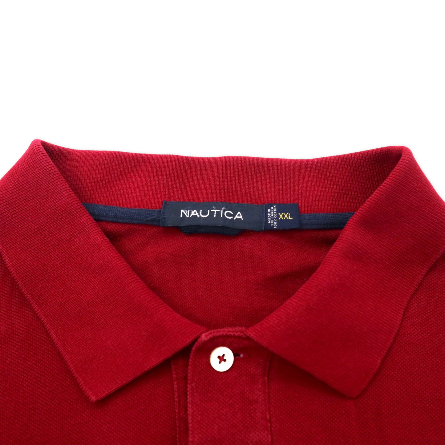 NAUTICA 長袖ポロシャツ XXL レッド コットン ワンポイントロゴ刺繍 ビッグサイズ