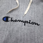 Champion Reverse Weave Rib Line Pullover Hoodie, Medium, Gray, Script Logo Embroidery, C8-S103
