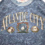 Vintage 90s USA Made Sweatshirt Feathers 90s Stone Wash Sweatshirt L Blue ATLANTIC CITY
