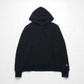 Champion Riversweave REVERSE WEAVE Pullover Hoodie, Size M, Black, Solid Cotton, Fleece Lining, Blue Single Tag, Reprint, Made in Honduras