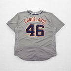 majestic USA製 MLB ベースボールシャツ XL グレー Detroit TIGERS ナンバリング FLEX BASE