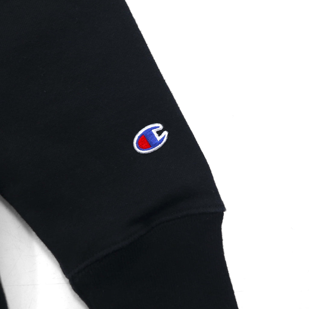 Champion Riversweave REVERSE WEAVE Pullover Hoodie, Size M, Black, Solid Cotton, Fleece Lining, Blue Single Tag, Reprint, Made in Honduras