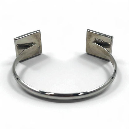 TOGA カラーストーン バングル カフ ブレスレット シルバー メタル スクエア ブルー アンバー