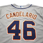 majestic USA製 MLB ベースボールシャツ XL グレー Detroit TIGERS ナンバリング FLEX BASE