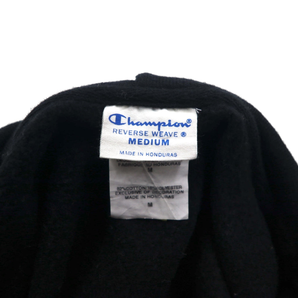 Champion Riversweave REVERSE WEAVE Pullover Hoodie, Size M, Black, Solid Cotton, Fleece Lining, Blue Single Tag, Reprint, Made in Honduras