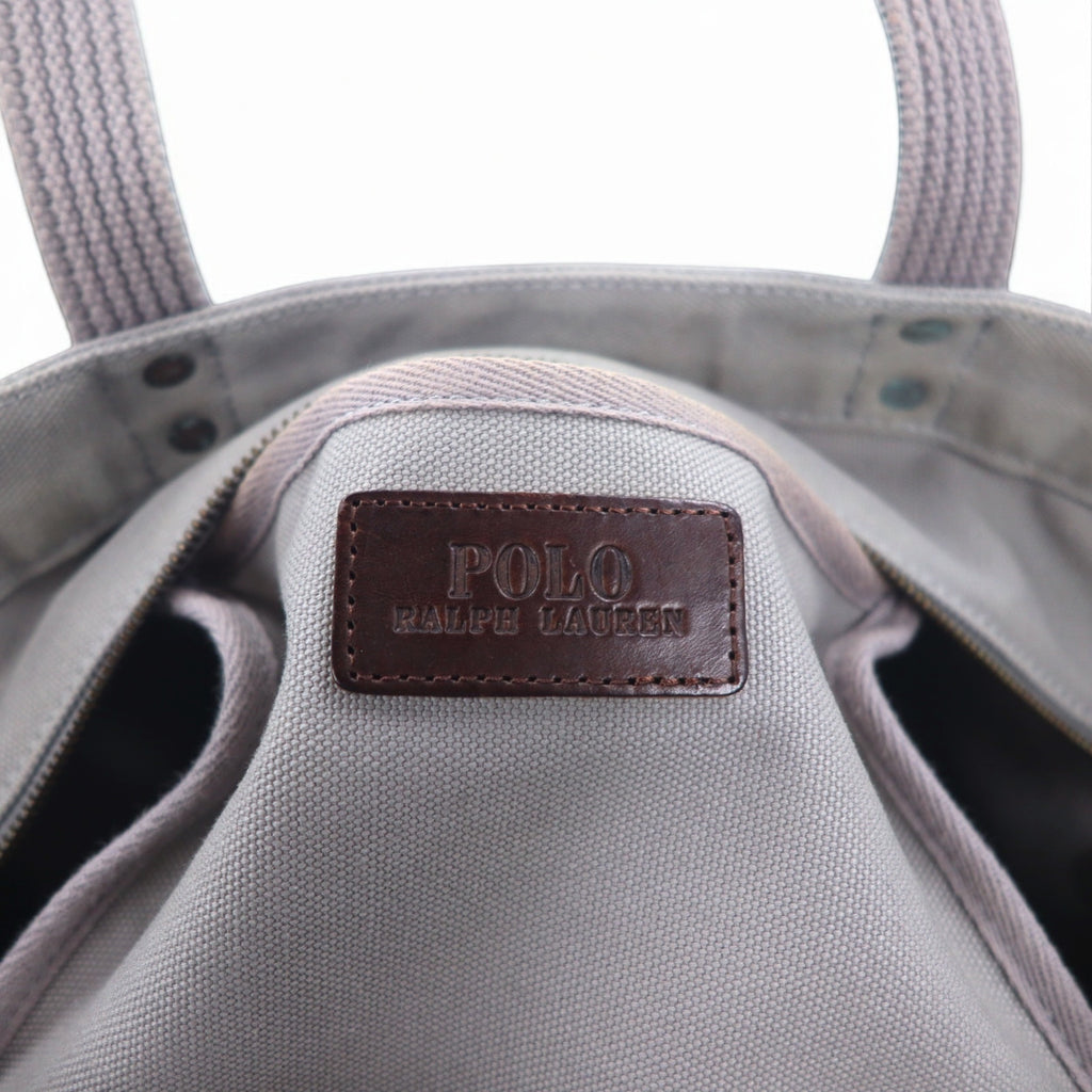 POLO RALPH LAUREN canvas tote bag in grey cotton with big pony embroidery