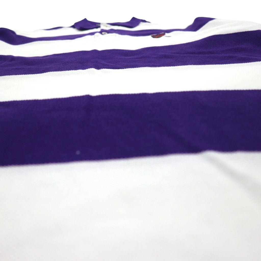 Polo by Ralph Lauren 90s USA made striped polo shirt L purple white pique one point logo embroidery