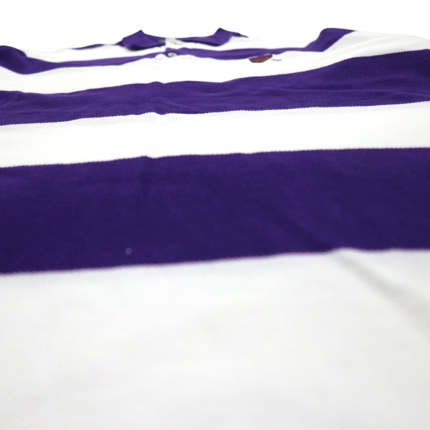Polo by Ralph Lauren 90s USA made striped polo shirt L purple white pique one point logo embroidery