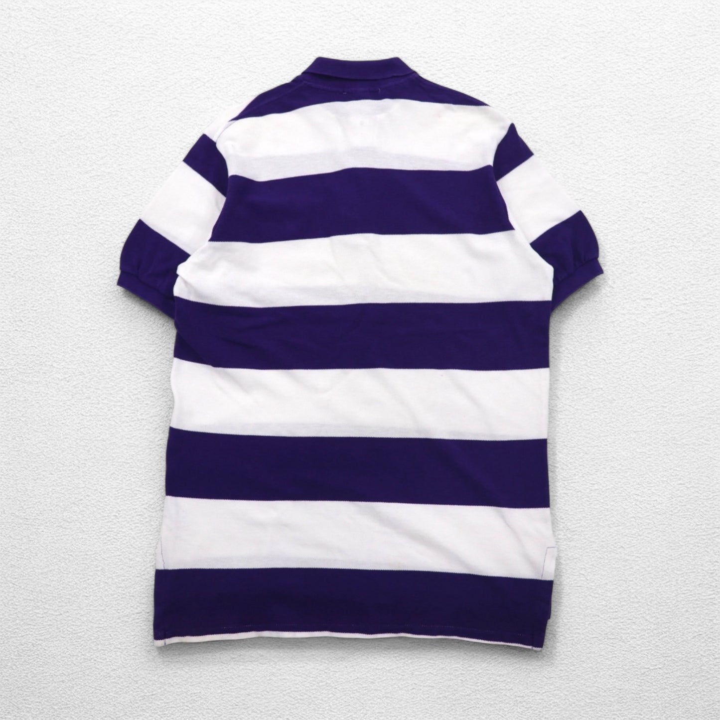 Polo by Ralph Lauren 90s USA made striped polo shirt L purple white pique one point logo embroidery