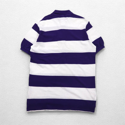 Polo by Ralph Lauren 90s USA made striped polo shirt L purple white pique one point logo embroidery