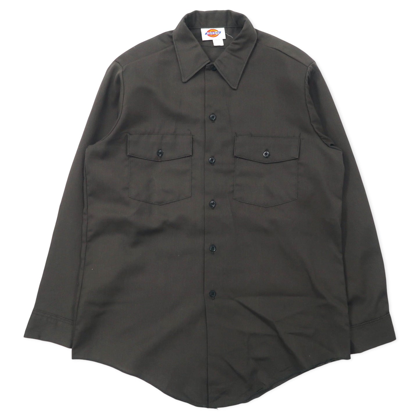 Dickies USA製 T/Cツイル ワークシャツ 15-15 1/2 ブラウン ポリエステル コットン