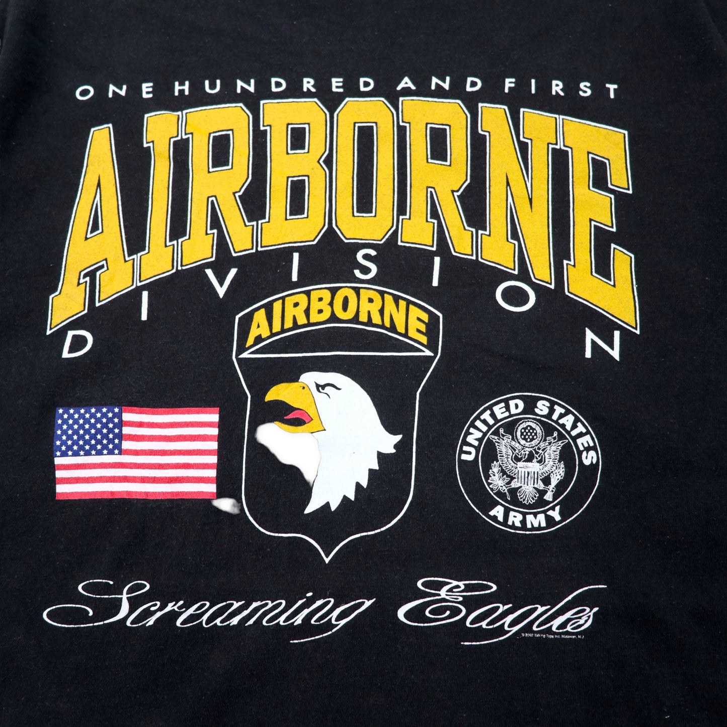 USA製 US ARMY ミリタリー AIRBORNE プリントTシャツ XL ブラック コットン DELTAボディ