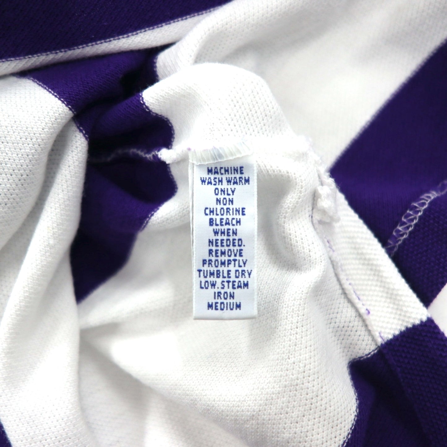 Polo by Ralph Lauren 90s USA made striped polo shirt L purple white pique one point logo embroidery