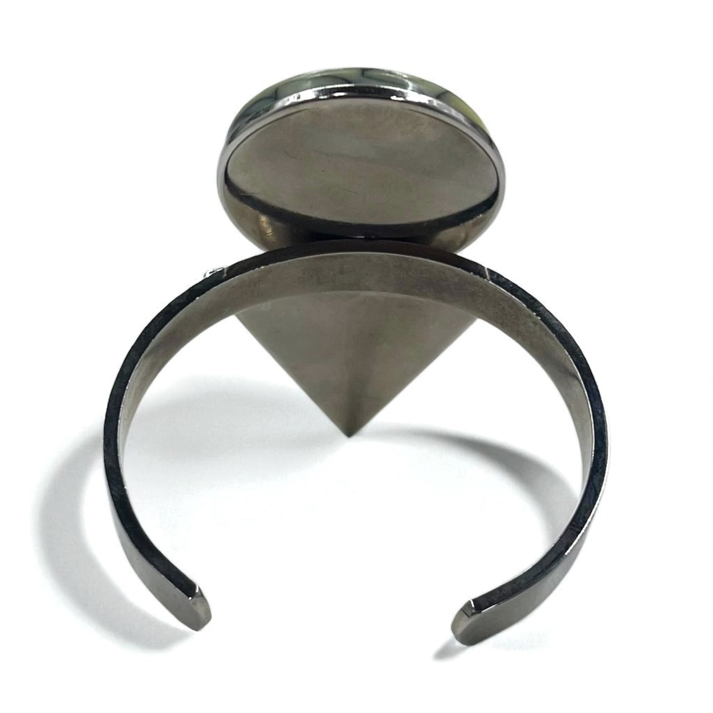 TOGA 幾何学 カラーストーン バングル カフ ブレスレット シルバー メタル マーブル 丸 三角