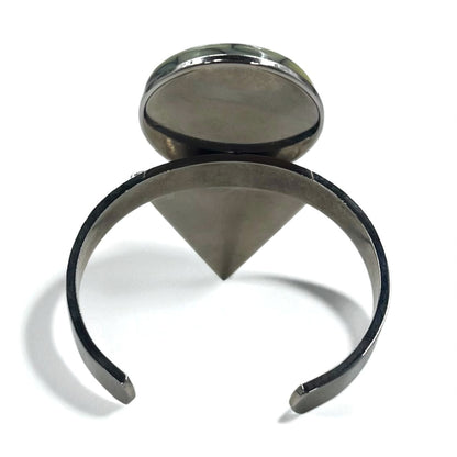 TOGA 幾何学 カラーストーン バングル カフ ブレスレット シルバー メタル マーブル 丸 三角