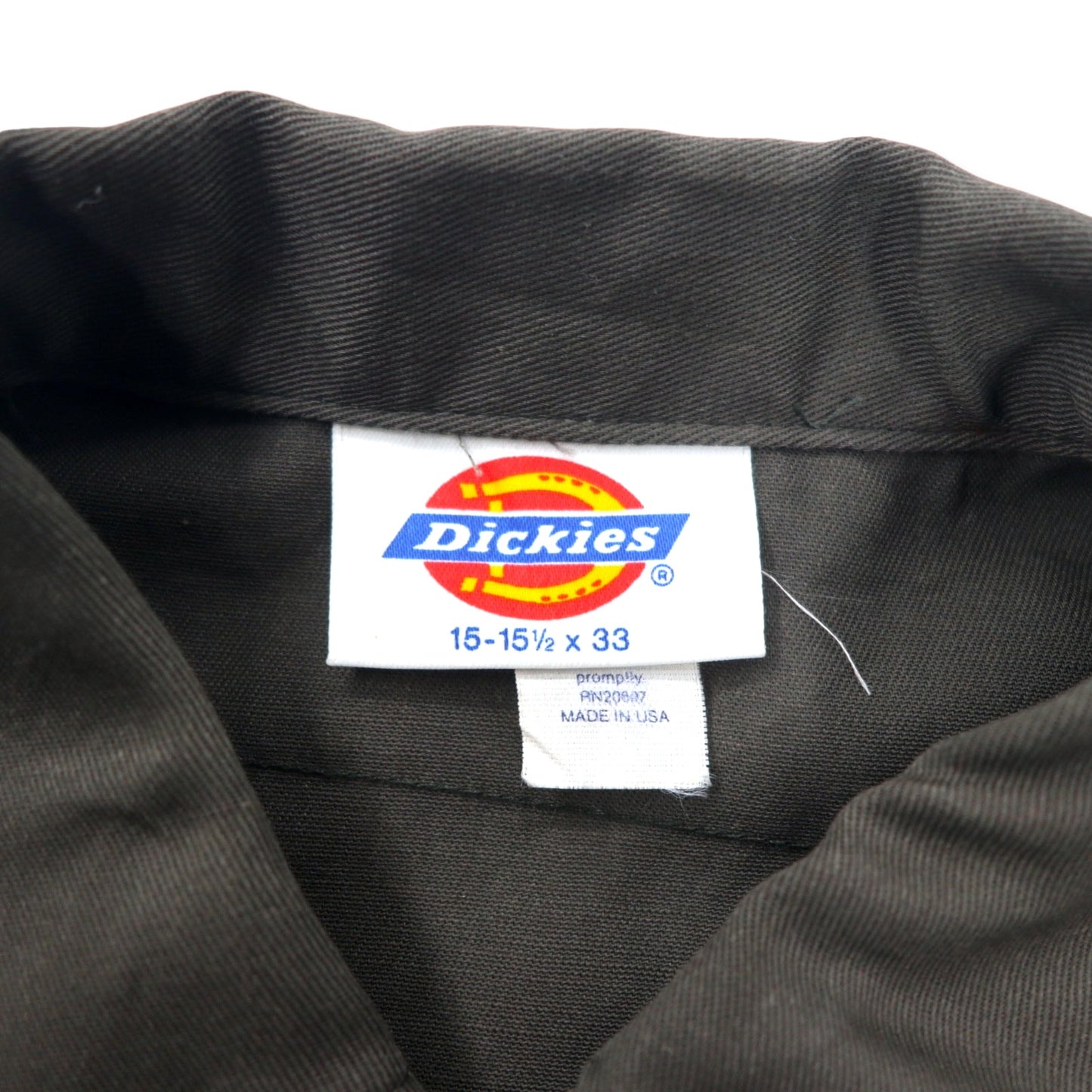 Dickies USA製 T/Cツイル ワークシャツ 15-15 1/2 ブラウン ポリエステル コットン